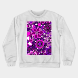 Pink and Purple Flower Pattern Crewneck Sweatshirt